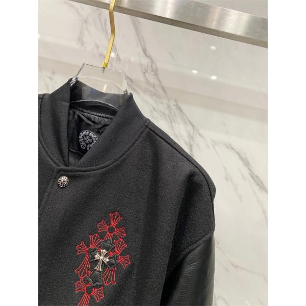 ブラック 刺繍 CHROME HEARTS クロムハーツ コピー スタジャン レザー切替 無骨 プレミアム