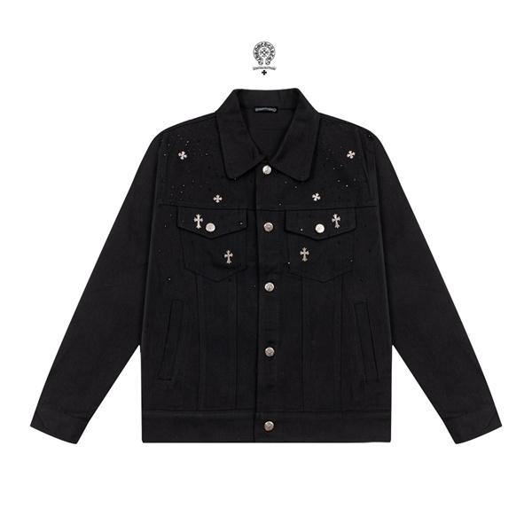 CHROME HEARTS クロムハーツ コピー ブラック クロススタッズ デニムジャケット シャープ 洗練