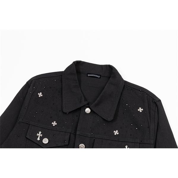 CHROME HEARTS クロムハーツ コピー ブラック クロススタッズ デニムジャケット シャープ 洗練