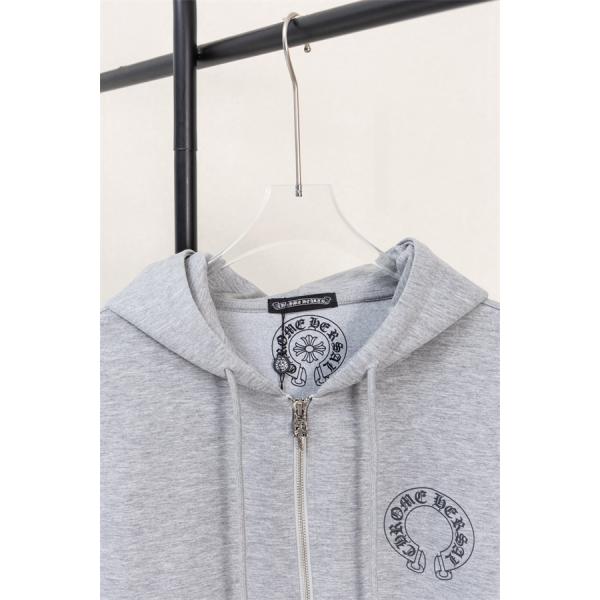 2026新作 グレー プリント CHROME HEARTS クロムハーツ コピー ジップパーカー 上質 柔らか 洗練