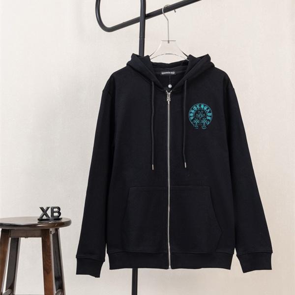 CHROME HEARTS クロムハーツ コピー 売れ筋 ブラック 刺繍 ジップパーカー プレミアム 厚手