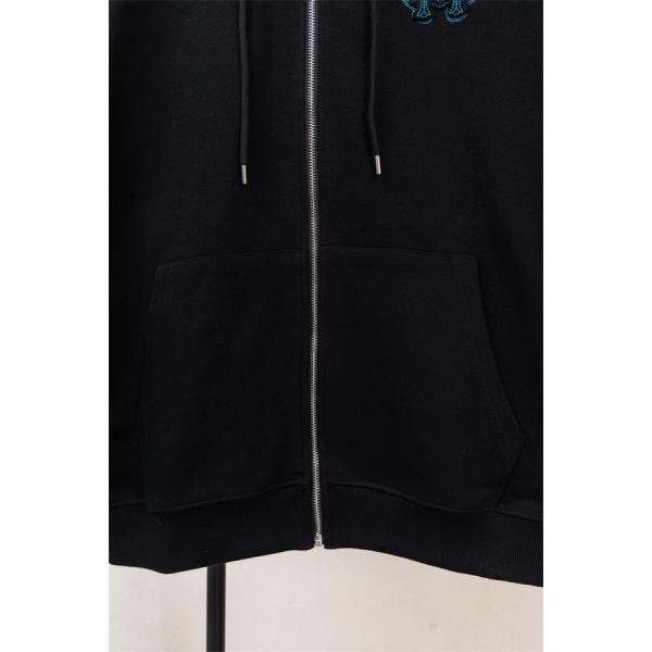 CHROME HEARTS クロムハーツ コピー 売れ筋 ブラック 刺繍 ジップパーカー プレミアム 厚手