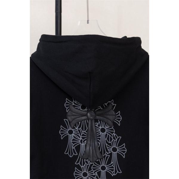 ブラック クロス刺繍 ジップフーディー 上品 ストリート CHROME HEARTS クロムハーツ コピー  