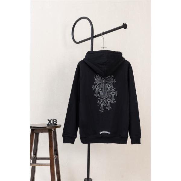 ブラック クロス刺繍 ジップフーディー 上品 ストリート CHROME HEARTS クロムハーツ コピー  