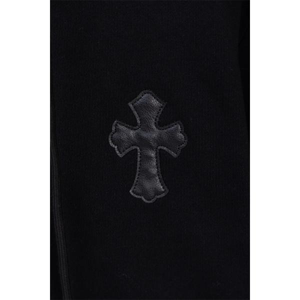 ブラック クロス刺繍 ジップフーディー 上品 ストリート CHROME HEARTS クロムハーツ コピー  