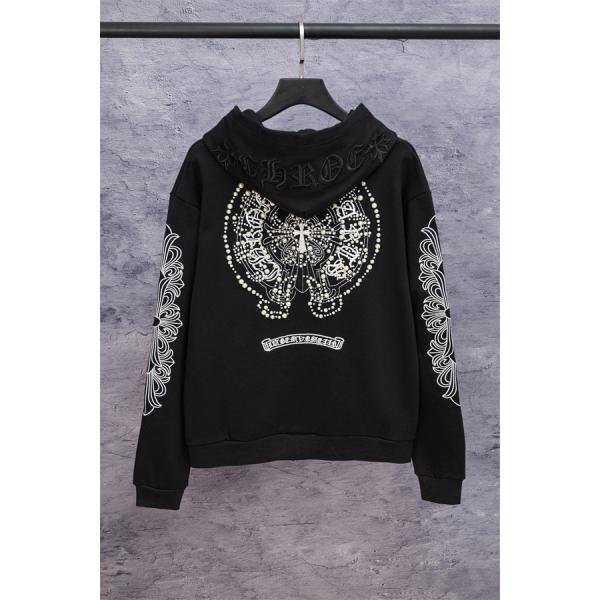 ホワイト オーナメントプリント CHROME HEARTS クロムハーツ コピー ジップパーカー 2026新作