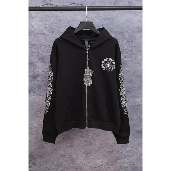 ホワイト オーナメントプリント CHROME HEARTS クロムハーツ コピー ジップパーカー 2026新作