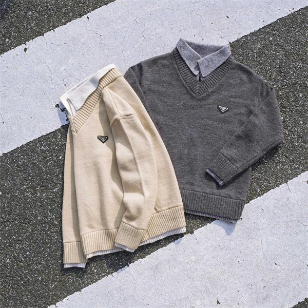 高級感漂う Vネック PRADA プラダ コピー ニット 上質 定番配色 2026新作定番