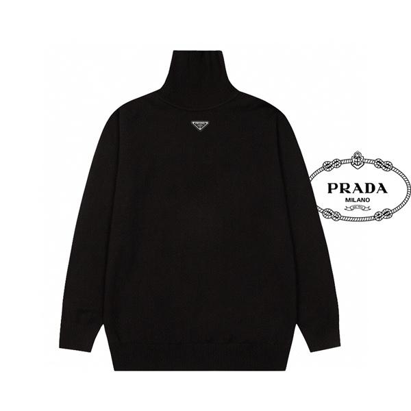 本格派 ブラック ニット 保温仕様 温か素材 冬支度 PRADA プラダ コピー