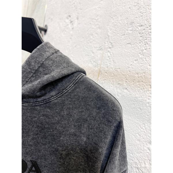 PRADA プラダ コピー トレンド モード加工 ヴィンテージ風 パーカー メンズ