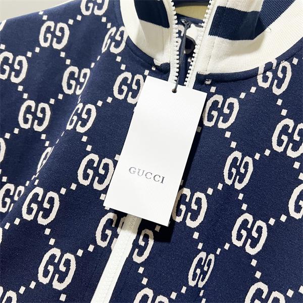 グッチ コピー GUCCI ジャケット GG総柄 フルジップ ネイビー ホワイト 売れ筋
