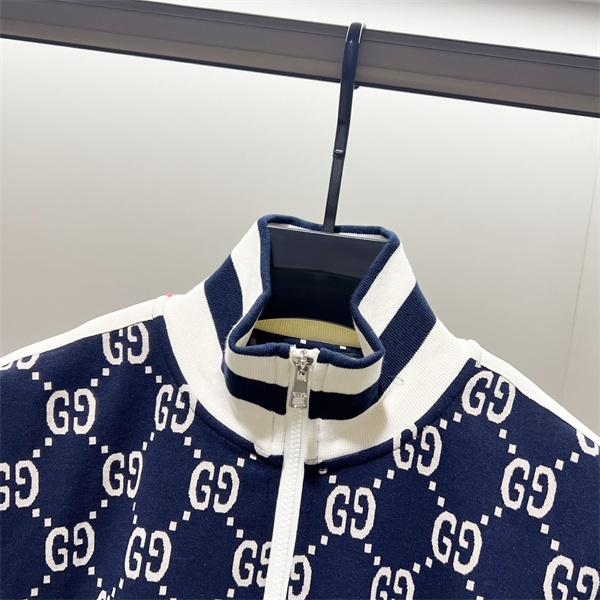 グッチ コピー GUCCI ジャケット GG総柄 フルジップ ネイビー ホワイト 売れ筋