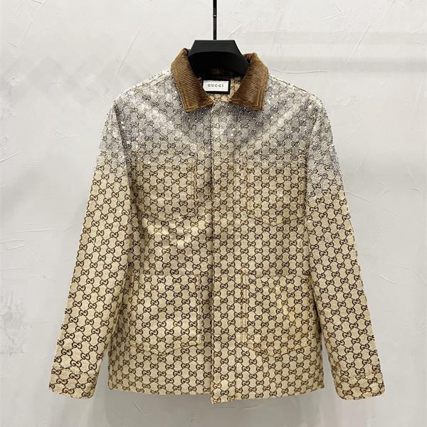 ジャケット メンズ GG総柄 ベージュ ブルゾン 定番人気 GUCCI グッチ コピー 