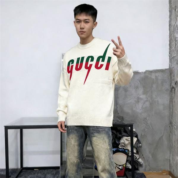 セーター メンズ ホワイト ニット トップス トレンドモデル GUCCI グッチ コピー 