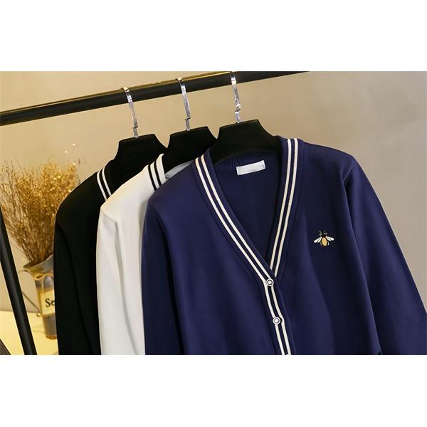 GUCCI グッチ コピー  カーディガン メンズ Vネック 刺繍 ネイビー 上品 定番アイテム