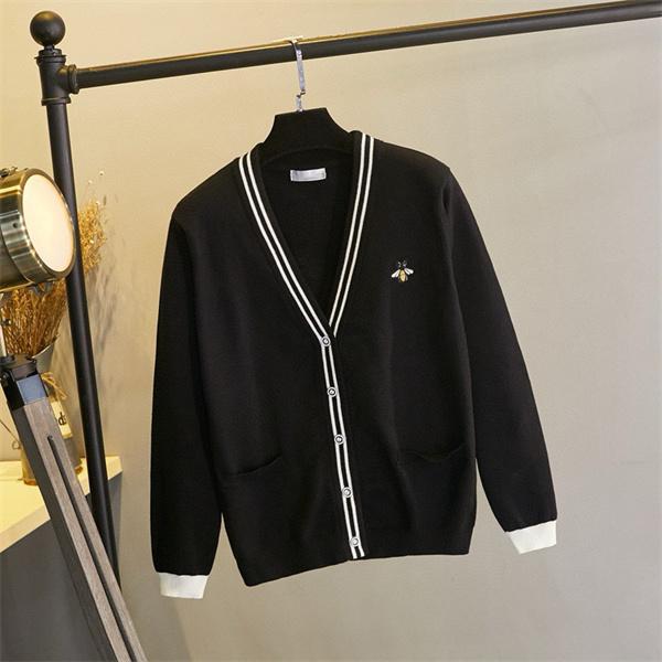 GUCCI グッチ コピー  カーディガン メンズ Vネック 刺繍 ネイビー 上品 定番アイテム