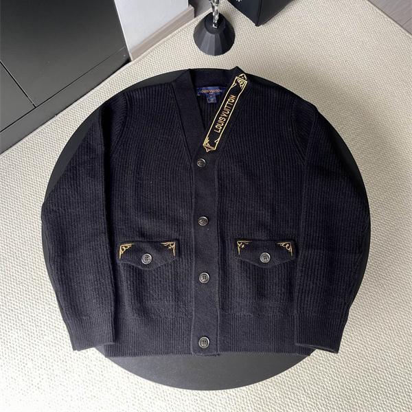 LOUIS VUITTON カーディガン メンズ ニット ブラック 高級感 ルイ ヴィトン コピー 