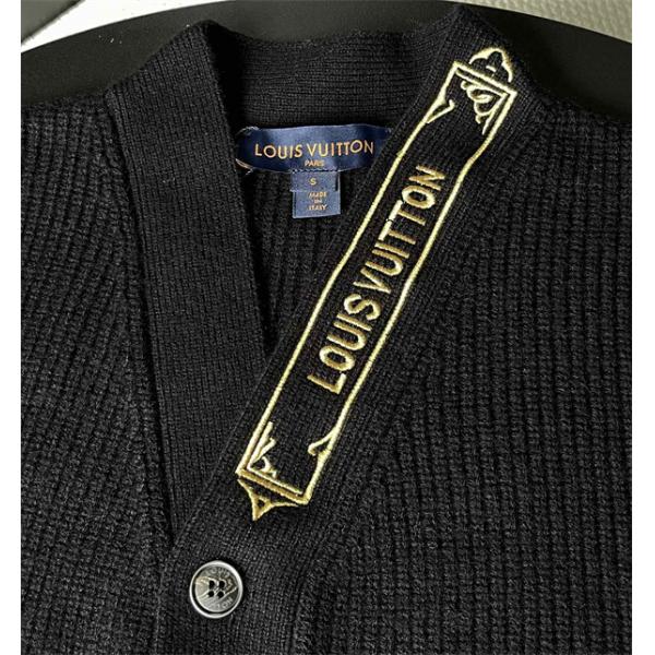 LOUIS VUITTON カーディガン メンズ ニット ブラック 高級感 ルイ ヴィトン コピー 