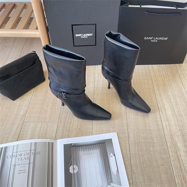 秋冬本命 美脚 SAINT LAURENT イヴ・サンローラン コピー ブーツ 柔軟レザー 洗練モード コーデ 9CMヒール 