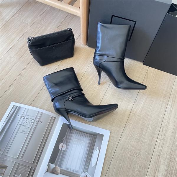秋冬本命 美脚 SAINT LAURENT イヴ・サンローラン コピー ブーツ 柔軟レザー 洗練モード コーデ 9CMヒール 