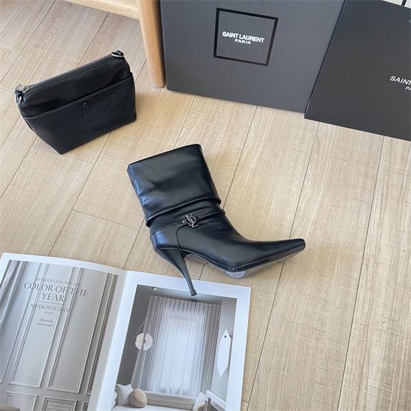 秋冬本命 美脚 SAINT LAURENT イヴ・サンローラン コピー ブーツ 柔軟レザー 洗練モード コーデ 9CMヒール 