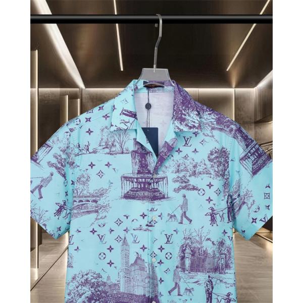半袖シャツ 爽やか 配色美 シルエット綺麗 トレンド感 LOUIS VUITTON ルイヴィトン スーパーコピー