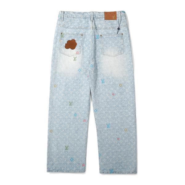 LOUIS VUITTON ルイヴィトン コピー デニムパンツ 春夏 ワイドジーンズ おしゃれ ゆったり