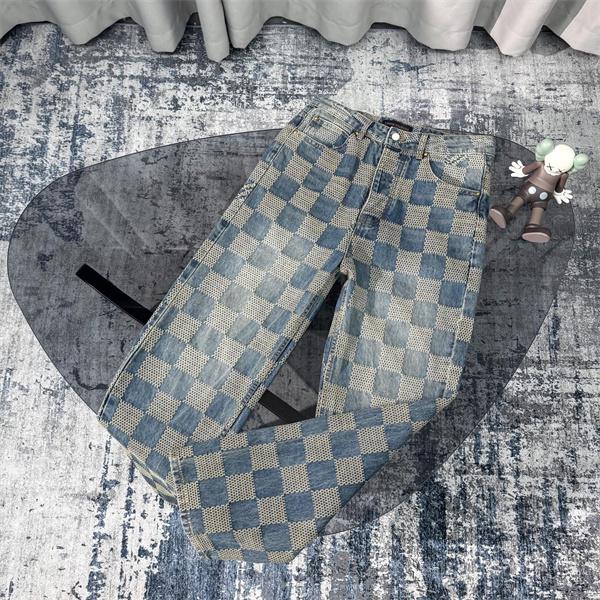ジーンズ チェック柄 デニムパンツ 春秋 人気 トレンド LOUIS VUITTON ルイヴィトン コピー