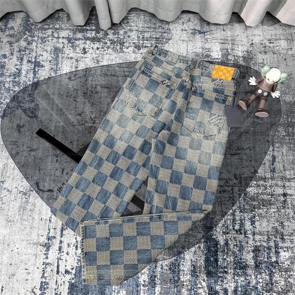 ジーンズ チェック柄 デニムパンツ 春秋 人気 トレンド LOUIS VUITTON ルイヴィトン コピー