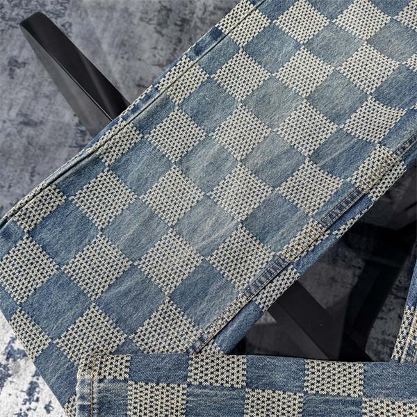 ジーンズ チェック柄 デニムパンツ 春秋 人気 トレンド LOUIS VUITTON ルイヴィトン コピー