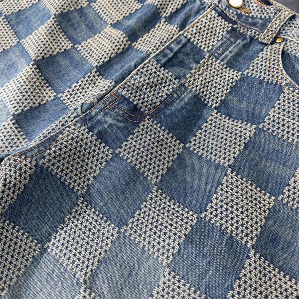 ジーンズ チェック柄 デニムパンツ 春秋 人気 トレンド LOUIS VUITTON ルイヴィトン コピー