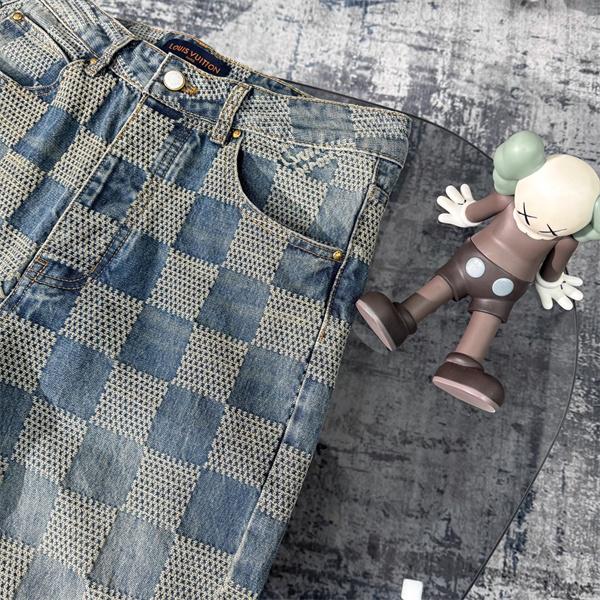 ジーンズ チェック柄 デニムパンツ 春秋 人気 トレンド LOUIS VUITTON ルイヴィトン コピー