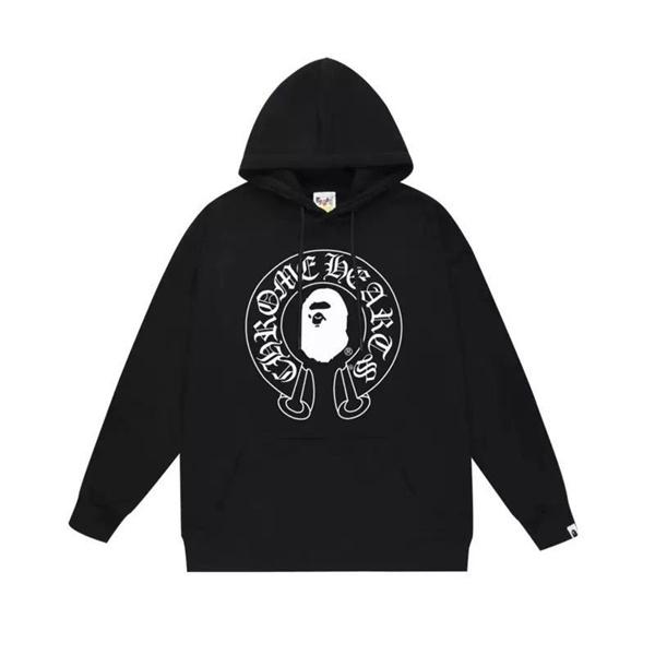 人気 新登場 コピー パーカー プリント 裏起毛ストリート 2026新作 CHROME HEARTS X BAPE