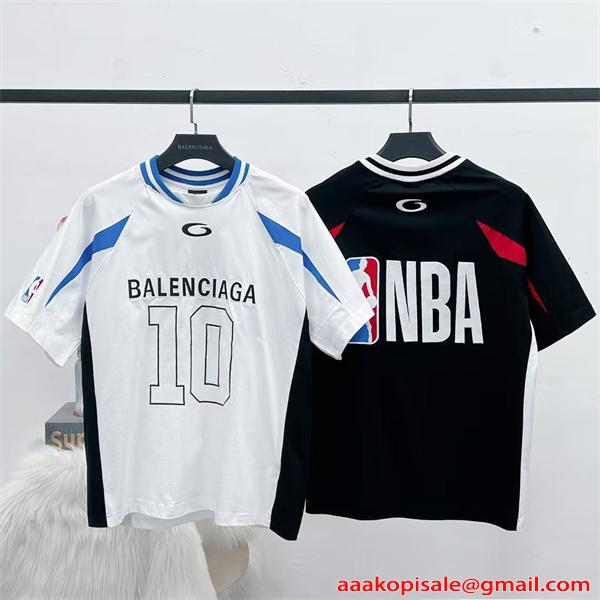 バレンシアガ スーパーコピー 半袖Tシャツ ン スポーツテイスト 配色切替 2026新作 BALENCIAGA