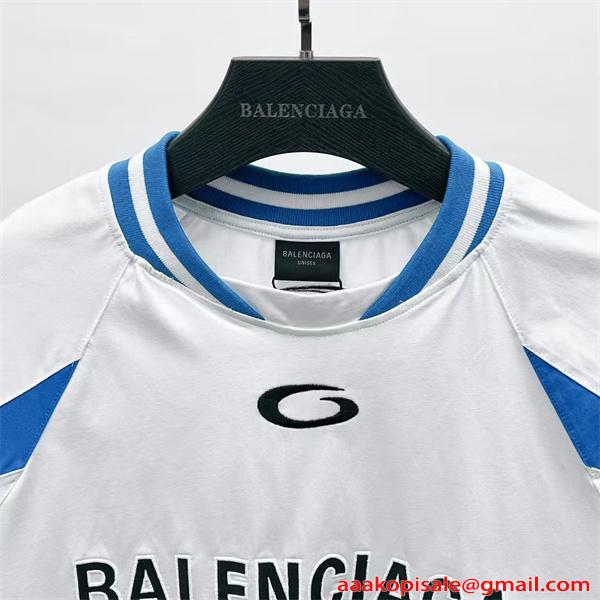 バレンシアガ スーパーコピー 半袖Tシャツ ン スポーツテイスト 配色切替 2026新作 BALENCIAGA
