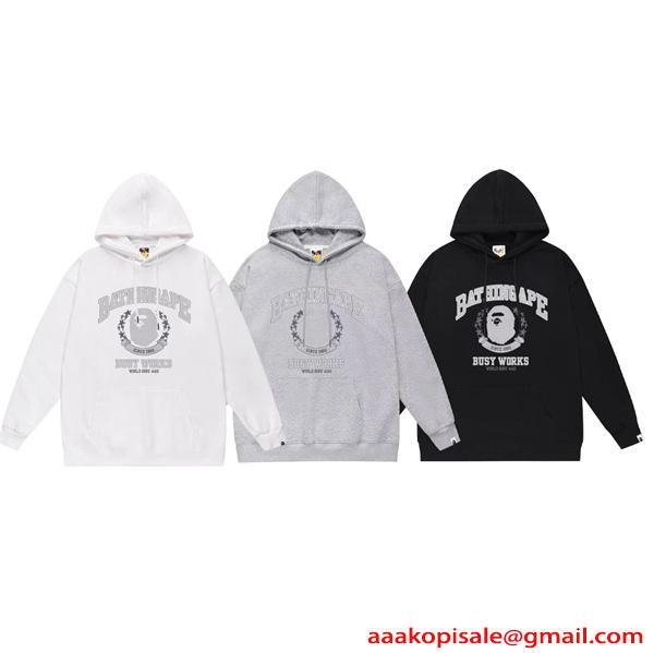 BAPE ア・ベイシング・エイプ コピー プルオーバーパーカー プリント ゆったりシルエット 人気新作