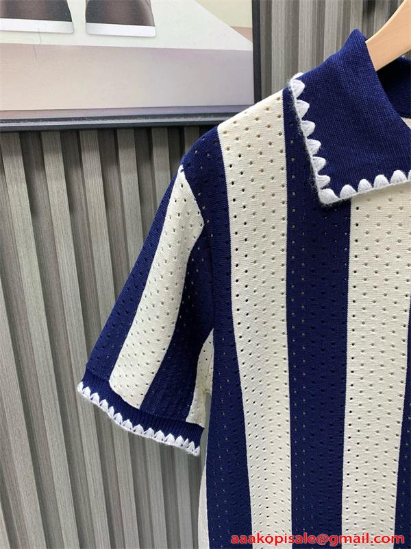 プレミアム LOEWE ロエベ コピー ニットポロシャツ ストライプ ハーフジップ 上品