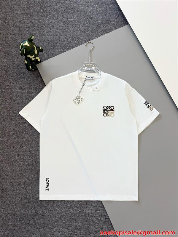 LOEWE ロエベ コピー 半袖Tシャツ 刺繍 クルーネック ミニマル 2026新作