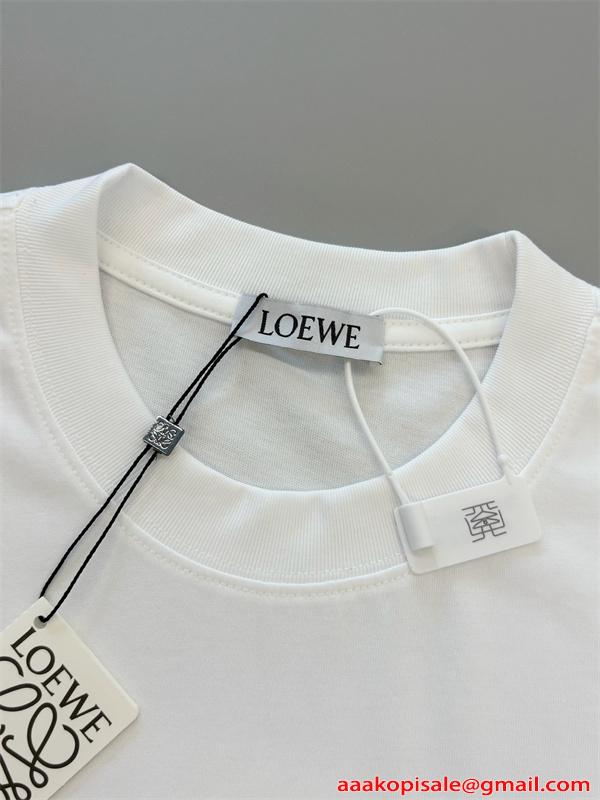 LOEWE ロエベ コピー 半袖Tシャツ 刺繍 クルーネック ミニマル 2026新作