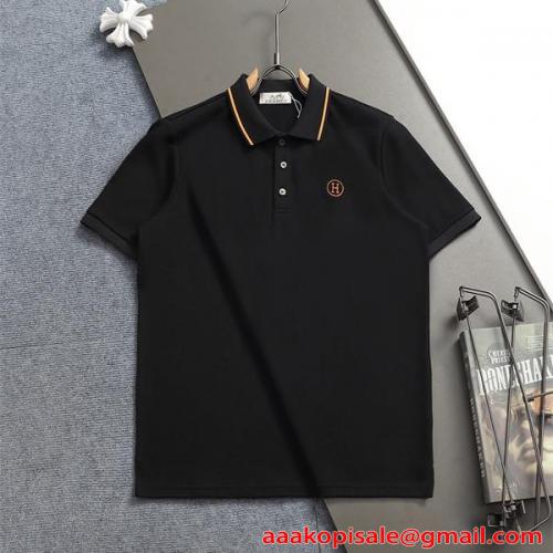 HERMES エルメス ゴルチェ期 ジャージー ポロシャツ 38 圧倒的人気 上質 シンプル ポロシャツ メンズ 半袖 HERMES エルメス コピー