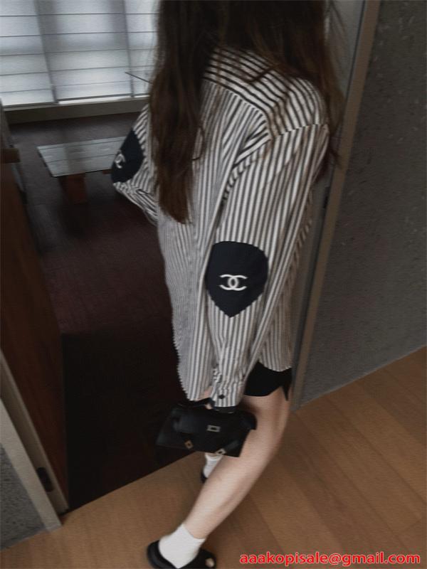 CHANEL新作❤シャネルシャツコピーストライプエレガントレディースファッション逸品