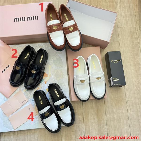 ローファー MIUMIU ミュウミュウ コピー レディース 上品クラシック 厚底ソール 通学 通勤