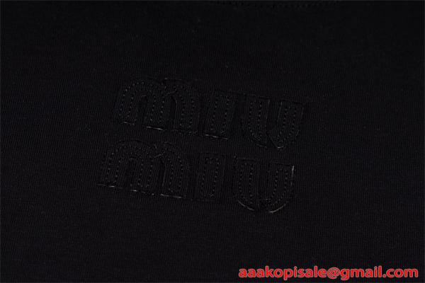 長袖Tシャツ MIUMIU ミュウミュウ コピー ゆったりシルエット カジュアル ロングTシャツ