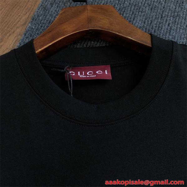 今季売れ筋 GUCCI グッチ コピー 半袖Tシャツ プリント ワイドシルエット 通気生地 