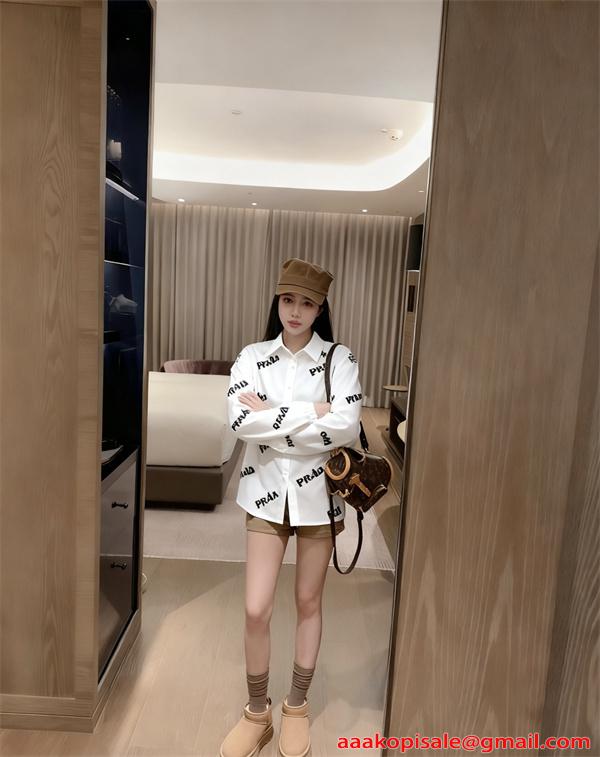 話題集中 ホワイト ストリート トレンド レディース PRADA プラダ コピー シャツ
