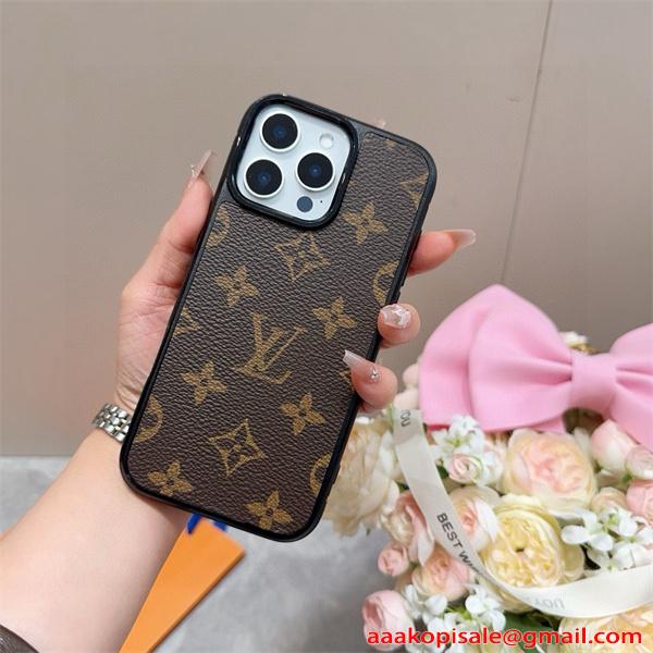 IPONE17ルイヴィトン激安ブラウンモノグラムレザーiPhoneケースクラシックデザイン耐衝撃スマホカバー