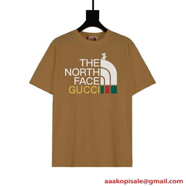 今季大本命 ブラック アウトドア ストリート トレンド GUCCI　THE NORTH FACE グッチ コピー 半袖Tシャツ
