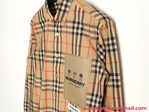 トレンド上昇 ベージュ チェック柄 BURBERRY バーバリー スーパーコピー クラシック エレガンス 長袖シャツ