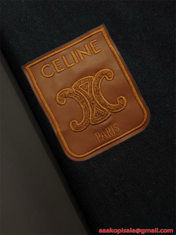 注目上昇 ホワイト レザーロゴパッチ 洗練 カジュアル CELINE セリーヌ コピー 半袖Tシャツ