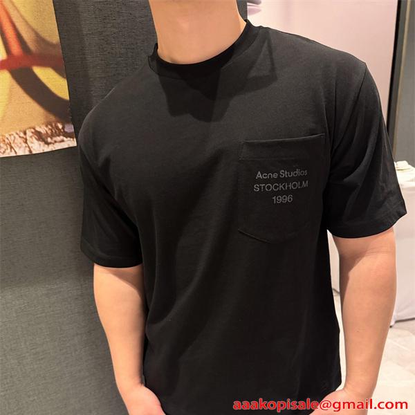 ポケット刺繍ロゴ Tシャツ 半袖 ブラック ベーシック ミニマル ACNE STUDIOS アクネ ストゥディオズ スーパーコピー